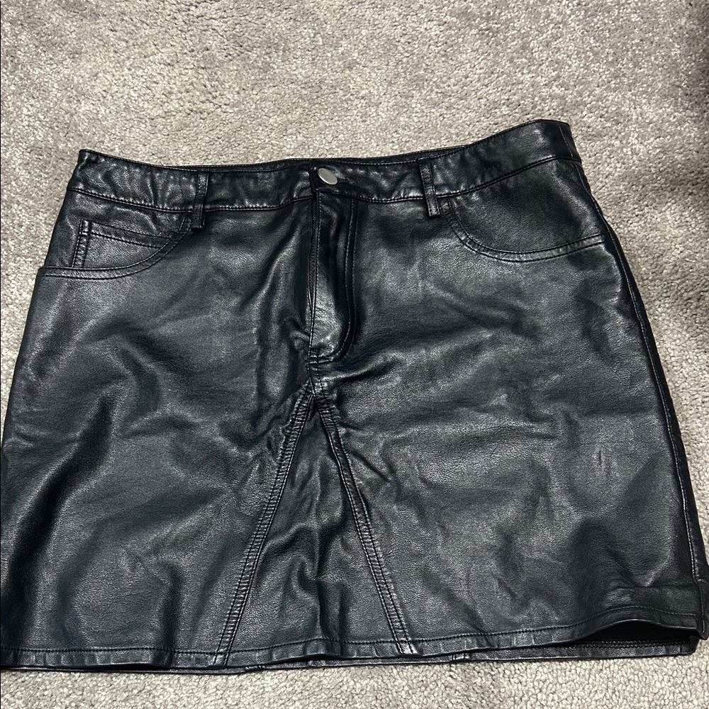 Anna Grace Black Faux Leather Mini Skirt